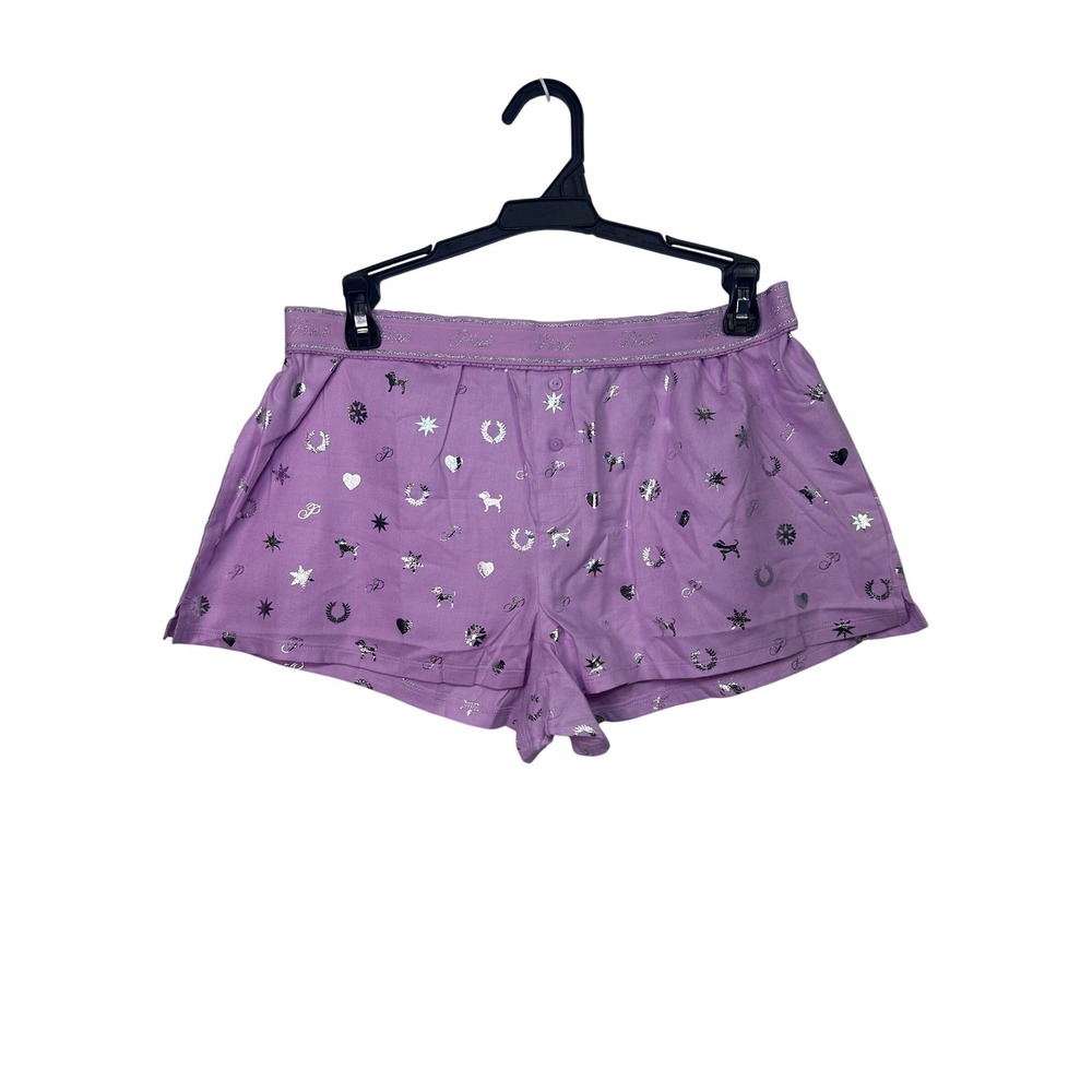 PINK Victoria's Secret Pajama Sleep Shorts Lavender All Over Print Size M